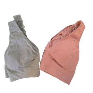 Women's sports bra's set of 2 pink and gray